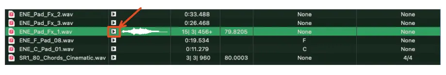 Auditioning Sounds in Soundbase