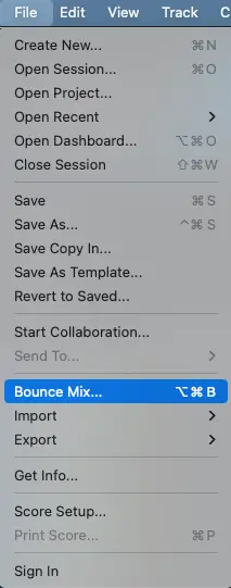 ProTools - Bounce Mix Menu Bar.webp