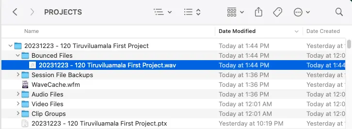Finding ProTools project file in project folder